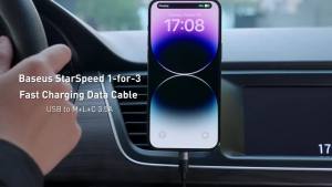 BASEUS | Baseus 3 in 1 USB Cable Micro USB Type C Fast Charger Micro USB Type C Data Cable For IP 14 13 Samsung Xiaomi Huawei
