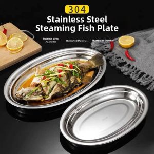 MEISITEKEKE | Food Grade 304 Stainless Steel Steaming Fish Plate Large