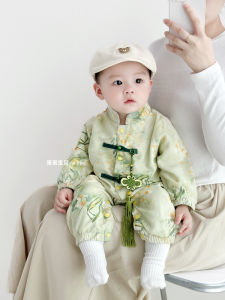 Chinese Style Baby Clothes Boys Spring Outfit Jumpsuit Traditional Costume Full Moon One Year Old Birthday Dress Spring Autumn