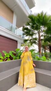LEMON DRESS GAMIS TWILL RAYON CANDI MEKAR GAMIS BATIK CAP SHALDA PEKALONGAN