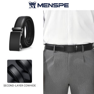 MENSPE Men’s Belt Business Belt Stylish Automatic Buckle Belt Second-layer Cowhide Waistband Suit Pant Belt Stylish Simple Nice Waistband Durable Belt