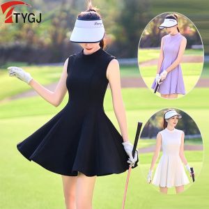 TTYGJ High Waist Golf Dress for Women with Shorts Sleeveless Pleated Skirt Ladies Outdoor Leisure Sportswear Tennis Golf Clothes Dresses