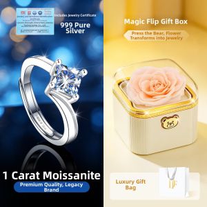 East Beauty | 999 Pure Silver Moissanite Engagement Ring for Women