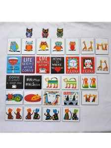 แมวฮิปโปเรนโบว์แมวกันดินสอแมวหัวกระต่ายที่วาดด้วยมือจากสติกเกอร์แมวฮิปโปเรนโบว์ ของขวัญตกแต่งห้องเย็นที่วาดด้วยมือจากจีนแผ่นดินใหญ่