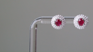 0.845Ct Burma unheated Ruby and Natural diamond 2 ways stud earring