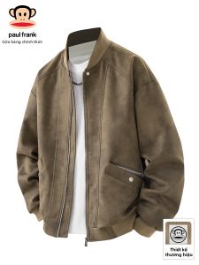 Paul Frank | Áo Khoác Bomber Cổ Bóng Đá Phong Cách Mỹ Retro Da Lộn