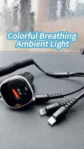 65w qc4.0 qc3.0 car charger FCP AFC type C fast charger 3 in 1 USB fast charge car cable