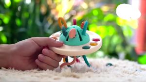 Baby Finger Toys Teether Educational Early Learning Toys Soft Rubber Baby Rattle Hanging Movement Sound Pulling Playing Toy