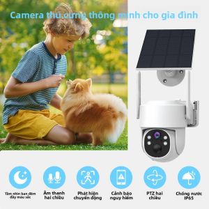 Camera IP Ngoài Trời Năng Lượng Mặt Trời 4MP HD WiFi PTZ Tích Hợp Pin Thời Lượng Pin Dài Âm Thanh Hai Chiều Và Tầm Nhìn Ban Đêm Để Giám Sát Qua Ứng Dụng