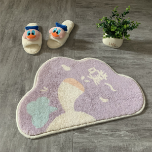 VIKAMA Cute Kawaii Cloud Shaped Bath Mat 3 Cartoon Styles Print Non Slip Water Absorbent Rug Tub Side Aesthetic Home Decor