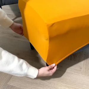 1pc Beige Jacquard Square Ottoman Cover Stretch Soft Footrest Slipcovers Anti-slip Storage Stool Cover for Home Living Room