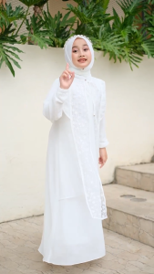 KyraStore.id – Luna Series | Gamis Anak Prempuan Syar’i 4-12 Tahun set Pashmina Instan Babydoll Aramny Mix Tile Garden