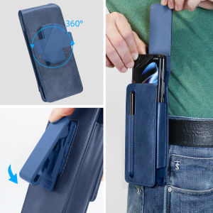 VIETAO Compatible With Galaxy Z Fold Series Mobile Phone Waist Bag Pouch With 360° Rotatable Clip Pen Holder Magnetic Closure