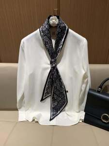 Elegant Thin Scarf Fashionable Womens Headscarf Small Silk Scarf Decorative Spring Autumn Versatile Narrow Draping Bow Angle Neck Scarf