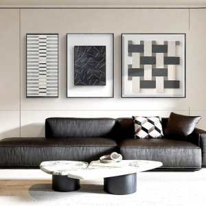 YASISHA | Abstract Living Room Sofa Wall Decor Triptych Geometric Minimalist Art