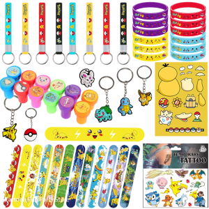 Pokemon Pikachu Theme Birthday Party Supplies Favors Gifts Slap Bracelets Stamps Stickers Goodie Bags Fillers Party Decorai