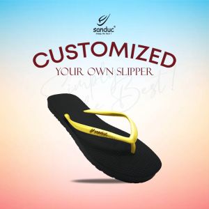 Sanduc SR@Rubber Ladies Mix & Match Flip Flops - Black Base 2 - 6 Colors Available