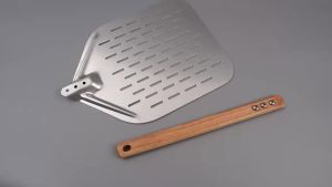 Xẻng Xúc Pizza Chống Dính 6.5/12 Inch Dụng Cụ Nâng Bánh Dụng Cụ Chuyển Bánh Với Tay Cầm Gỗ Phụ Kiện Nhà Bếp Bằng Kim Loại Thân Thiện Với Môi Trường Dùng Được Cho Bánh Mì & Pizza