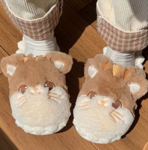 รองเท้า รองเท้าแมว Slipper รองเท้าแมวน้ำตาล สลิปเปอร์ขนนุ่ม รองเท้าใส่ในห้อง รองเท้าขนนุ่ม รองเท้าน่ารัก