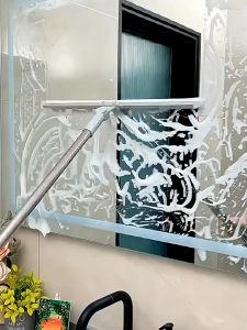 Glass Floor Wiper Rubber Blade Telescopic Rod Scrape Floor Window Wiper Rotatable Magic Broom 180° 52CM 35CM