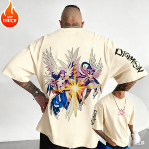 Bandai | Angewomon Digimon Anime 2025 New Harajuku Men Vintage Summer T-shirt Oversized Ladies Streetwear Casual Sports Cotton Tee Top