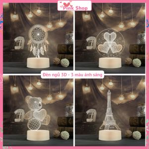 Đèn ngủ 3d 3 màu ánh sáng trang trí phòng ngủ góc phòng