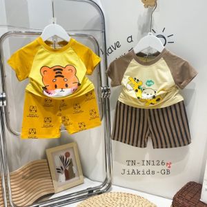 Bộ Quần Áo Trẻ Em Vải Thun lạnh NATUCO In Hình Động Vật Cho Bé 0-8 Tuổi Mặc Thường Ngày Đi Học Đi Chơi TN-IN126