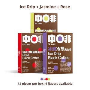 FEI CAFE | Instant Black Coffee Powder Floral Peach Jasmine Flavor