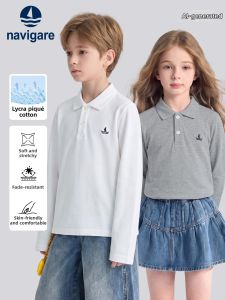 navigare kids | Elastic Childrens Long Sleeve Polo Shirt