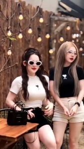Aó thun croptop in hình tim trước ngực cá tính dành cho bạn Nữ