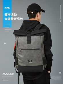 Waterproof usb Computer Backpacks Bags Lightweight PU Leather Men Luxury Roll top Rucksack for Women Men