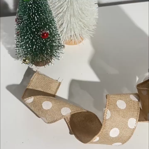 3m Xmas Tree Ribbon Roll Linen Christmas Ribbon Decoration Christmas Bow Ribbon for Gift Packing Christmas Party Supplies