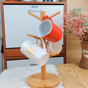 ที่วางแก้วไม้ ที่วางแก้ว ชั้นวางแก้ว ที่แขวนแก้ว ที่วางแก้วน้ำ ชั้นเก็บถ้วยไม้เนื้อแข็ง ที่แขวนเก็บแก้วกาแฟ