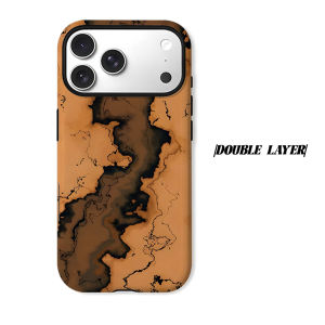 Coffee Ink Marble Phone Case for iPhone 18 17 16 15 14 13 12 11 Air Pro Max Plus Double-layer Cover