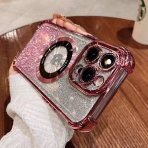 Magsafe Magnetic Absorption Silicone Phone Case for  15Promax 14Pro New Model Electroplating Airbag Anti-Fall Womens 16 Transparent plus Mens 12Por