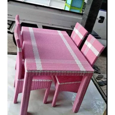 (Ready Stok) Kursi makan rotan sintetis + kaca acrilic meja makan tempat makan