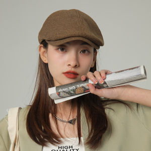 Spring and Summer Retro Painter Beret Mens and Womens Adjustable Artsy Black and White Peaked Cap British Corduroy Advance Hats