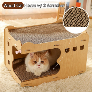 Extra Large Cat House Scratching Board 2IN1 Cat Villa Wear-resistant Cat Bed tempat cakar kucing kotak kucing  貓抓板 不掉屑
