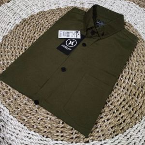 Kemeja casual formal pria polos lengan pendek distro dewasa terbaru hem cowok warna marron