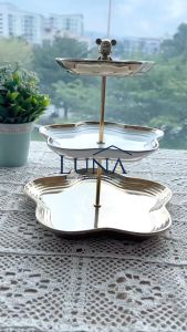 LUNA [Ins Bear Cake Stand] Multi Tier Cake Platter Kitchenware Ceramic Cake Stand Dessert Display Stand Birthday Cupcake Decoration Wedding Silver Gold