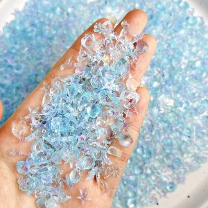 60PCS 3D Double Colors Shell Seahorse Resin Nail Charms Creative Starfish Coconut Tree Ocean Series Nail Art Decorations for DIY