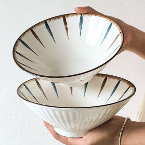 [Special Value ~ 949.50G] Large Capacity Rain-Hat Shaped Bowl Ramen Bowl Japanese Minimalist Big Dish Bowl Soup Bowl