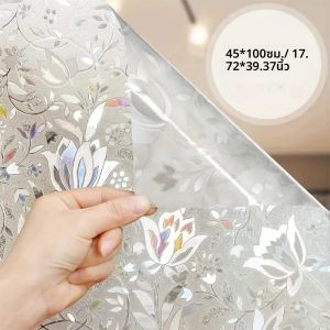 ฟิล์มติดหน้าต่างป้องกันความเป็นส่วนตัวดีไซน์ทิวลิปหรูหรา - สติกเกอร์ติดกระจกทึบแสงแบบมีกาวในตัว ปราศจากกาว สติกเกอร์ตกแต่งทิวลิป