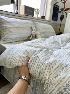 Seine Riverชนบท เรียบง่าย บริสุทธิ์ ผ้าฝ้าย ผ้าปูที่นอนผ้านวมปลอกหมอนเดี่ยวสามารถจับคู่หอพักชุดสี่ชิ้นได้