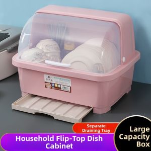 Drain Drying Dish Organizer With Lid