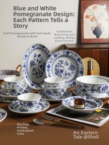SHELI | Retro Chinese Blue-and-White Ceramic Tableware Set