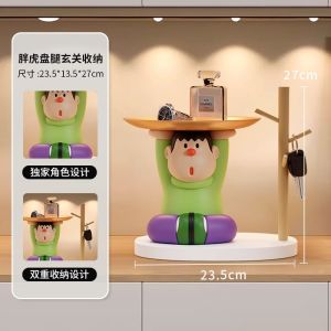 Creative Fat Tiger Desktop Clock Living Room TV Cabinet Decoration Gift Resin Material Modern Simple Style Storage Function