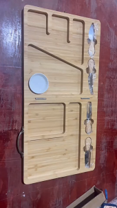 🇸🇬 Cheese Tray - Cheese Board - Meat Platter Cheese Board - Knife Set Serving Meat Board Cutting Board Platter with 4 PCs Cheese Knife