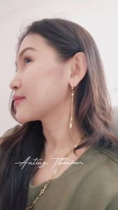 Anting Titanium Wanita Klip Jurai Panjang Anti Karat Elegan cocok untuk pesta Mewah kado hadiah pasangan ang144