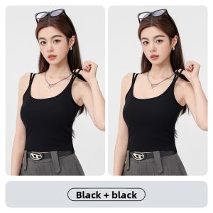 MiiOW | White Sports Bra Top With Chest Pad Cotton Camisole Womens Summer Outerwear MiiOW Cat Person Strap Vest Breathable Base Layer
